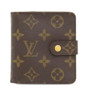 【★3％OFFクーポン】ルイヴィトン LOUIS VUITTON 二つ折り財布 コンパクトジップ モノグラムキャンバス モノグラム ゴールド金具 茶 M61667 CA0094 【中古】中古品