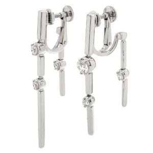 タサキ TASAKI イヤリング ダイヤ デザインイヤリング ホワイトゴールド Au750 18K 18金 ドロップ スウィング ネジ クリップ式 【中古】中古品
