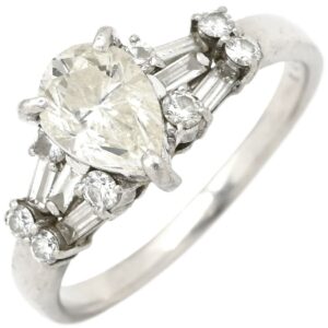 リング 指輪 ダイヤモンド 1.033ct プラチナシルバー 1石 1粒 プラチナ ペアシェイプ 14号 【中古】