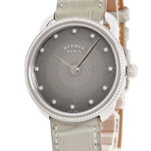 エルメス HERMES アルソー グランソレイユ AR5.330 純正ダイヤ グレー ギョウシェ メンズ 腕時計クオーツ グレー 【中古】中古美品