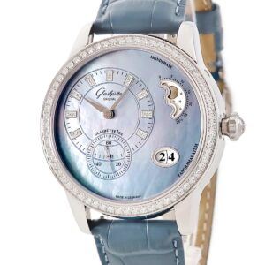 グラスヒュッテ オリジナル GLASHUTTE ORIGINAL パノマティック ルナ 1-90-12-03-12-02 新品同様 純正ダイヤ 青 シェル メンズ 腕時計自動巻き ブルー 【中古】新品同様品