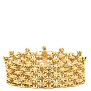 エルメス HERMES ブレスレット シェーヌダンクル カリプソGM イエローゴールド #15 CALYPSO 18K 750 YG ダイヤモンド 20石 H223419B 【中古】中古美品