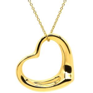 ティファニー Tiffany & Co ネックレス オープンハート 27.4mm イエローゴールド T＆Co. Au750 18K 18金 エルサペレッティ ラージ 【中古】中古美品