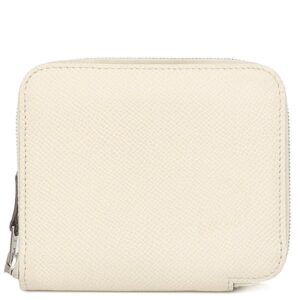 エルメス HERMES コインケース アザップ シルクイン コンパクト ヴォーエプソン ナタ シルバー金具 アイボリー ブラウン 水玉 Y 【中古】中古品