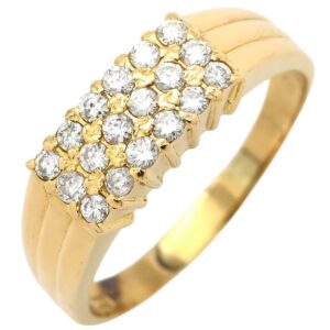 リング 指輪 ダイヤモンド 0.32ct イエローゴールド K18 Au750 YG パヴェダイヤ 一文字 13号 【中古】中古美品