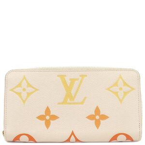 ルイヴィトン LOUIS VUITTON 長財布 LV グラディエント ジッピーウォレット モノグラムアンプラント サフラン×ホワイト ゴールド金具 M82206 RFID 【中古】