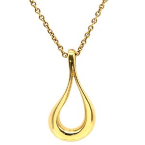 ティファニー Tiffany & Co ネックレス オープン ティアドロップ イエローゴールド エルサペレッティ Au750 YG 【中古】新品同様品