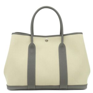 エルメス HERMES トートバッグ ガーデンパーティー PM 36 レザー ネゴンダ トワルミリタリー エクリュ×グリメイヤー シルバー金具 U 【箱】 【中古】未使用保管品