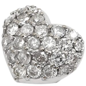 ペンダントトップ ダイヤ 1.0ct ハートモチーフ ホワイトゴールド パヴェ 18K 750 WG ネックレストップ チャーム 【中古】中古美品