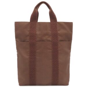 エルメス HERMES トートバッグ エールライン カバス キャンバス ブラウン シルバー金具 茶 【中古】