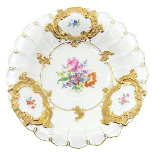 マイセン MEISSEN 食器 Bフォーム フラワーブーケ 大皿 陶磁器 グランツゴールド×ホワイト 白 花 【ケース】 【中古】