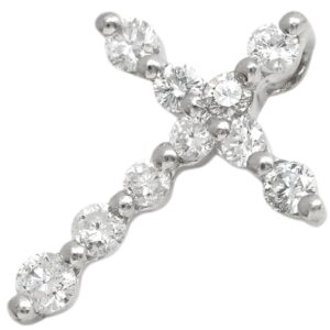 ペンダントトップ クロス ダイヤモンド プラチナシルバー Pt900 十字架 ネックレストップ 10P 10石 10粒 テンダイヤ 【中古】中古美品