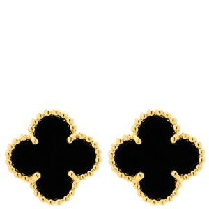 ヴァンクリーフアーペル Van Cleef & Arpels ピアス スウィート アルハンブラ ブラック×イエローゴールド 黒 オニキス 750 YG 18K 両耳用 VCARA44900 【箱】 【中古】中古美品