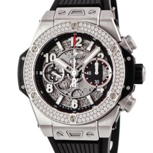 ウブロ HUBLOT ビッグバン ウニコ チタニウム 441.NX.1170.RX.1104 純正ダイヤ マットブラック スケルトン メンズ 腕時計自動巻き グレー 【中古】中古美品