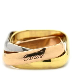 カルティエ Cartier リング 指輪 トリニティ クッション リング クラシックモデル ホワイトゴールドXイエローゴールドXピンクゴールド #49(JP9) 3連 3カラー スクエア 7号 B4240600 【箱】 【中古】