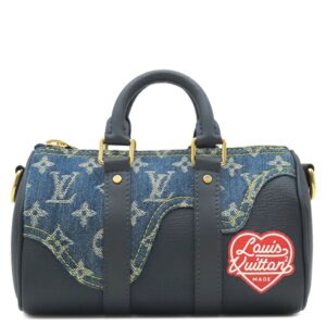 【SALE】 ルイヴィトン LOUIS VUITTON 2WAYバッグ キーポルXS モノグラムデニム トリヨンレザー ブルー×ネイビー ゴールド金具 NIGOコラボ LVスクエアード M81011 不明 【保存袋】 【中古】