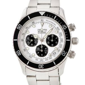 ゼニス ZENITH デ ルッカ エルプリメロ クロノグラフ 02.2310.400 ダイバーズ 白 黒 パンダ ベンツ針 メンズ 腕時計自動巻き ホワイト 【中古】