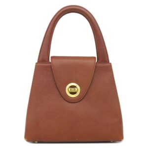 ジバンシイ GIVENCHY ハンドバッグ ロゴ メタル レザー ブラウン ゴールド金具 茶 ヴィンテージ 【中古】中古品