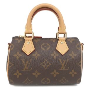 ルイヴィトン LOUIS VUITTON 2WAYバッグ ナノ スピーディ モノグラムキャンバス モノグラム ゴールド金具 ミニスピーディ ショルダーバッグ ハンドバッグ 茶 M81085 TY3292 【箱】 【中古】