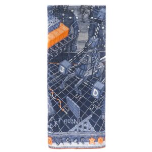 エルメス HERMES ストール カレ100 CARRE カシミヤ シルク ネイビー×マルチカラー 【THE GAME】 【箱】 【中古】新品同様品