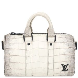 【★3％OFFクーポン】ルイヴィトン LOUIS VUITTON 2WAYバッグ キーポル バンドリエール 25 サハラ クロコダイル ホワイト系 マットブラック金具 白 グレー ショルダー ミニボストン RFID 【箱】 【中古】新品同様品