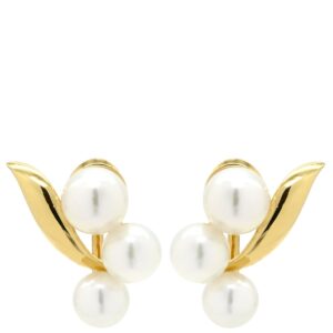 ミキモト MIKIMOTO イヤリング 3P パール フラワーモチーフ ホワイト×イエローゴールド 花 Au750 18K 18金 シェル ネジ式 【箱】 【中古】中古美品