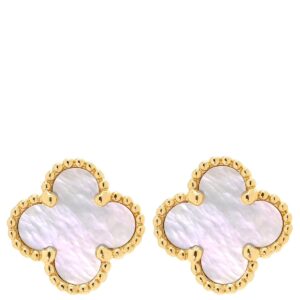 ヴァンクリーフアーペル Van Cleef & Arpels ピアス スウィート アルハンブラ パールホワイト×イエローゴールド 750 18K 18金 マザーオブパール VCARA44800 【中古】中古美品