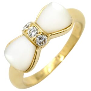 ヴァンクリーフアーペル Van Cleef & Arpels リング 指輪 ヌーパピヨン ホワイトXイエローゴールド ダイヤ ホワイトシェル 蝶 10号 【修理証明書】 【中古】新品同様品