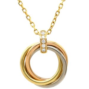 カルティエ Cartier ネックレス トリニティ ホワイトゴールド×イエローゴールド×ピンクゴールド 5P ダイヤ 750 18K 18金 3重 3連 3カラー 【中古】