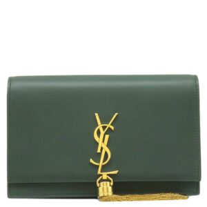 サンローラン SAINT LAURENT チェーンウォレット クラシック ケイト レザー グリーン ゴールド金具 緑 ショルダー クラッチ タッセル 354119 【中古】中古美品