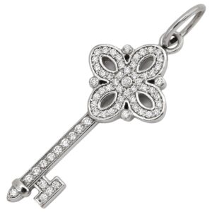 ティファニー Tiffany & Co ペンダントトップ ビクトリアキー ホワイトゴールド T＆Co. Au750 18K 18金 鍵モチーフ パヴェ ダイヤモンド 【中古】中古品