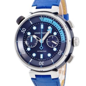 【★3％OFFクーポン】ルイヴィトン LOUIS VUITTON タンブール ストリートダイバー クロノグラフ スカイラインブルー QA168Z 紺 青 メンズ 腕時計自動巻き ネイビー 【中古】中古美品