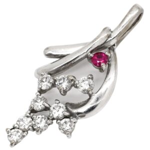 ペンダントトップ ルビー ダイヤモンド デザイン レッド×ホワイトゴールド 赤 1P ネックレストップ 18K 750 WG 【中古】中古品