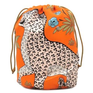 エルメス HERMES ポーチ ミュザルディーヌ ポション シルク オレンジ×マルチカラー 替えバッグ ヒョウ 動物モチーフ X刻印 【箱】 【中古】