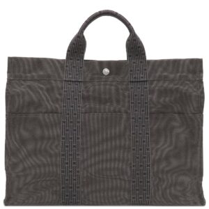 エルメス HERMES トートバッグ エールライントート MM キャンバス グレー シルバー金具 鍵・カデナ欠品 【中古】