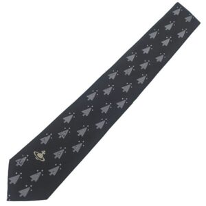ヴィヴィアンウエストウッド Vivienne Westwood ネクタイ ツリー柄 7cm シルク ブラック×グレー 黒 オーブ 【中古】
