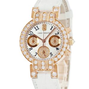 ハリーウィンストン Harry Winston プルミエール クロノグラフ 200UCQ32R K18PG無垢 純正ダイヤ シェル レディース 腕時計クオーツ ホワイト 【中古】