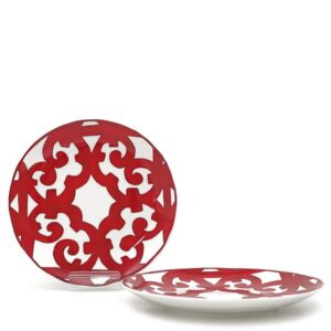 エルメス HERMES 食器 パンプレート No3 ガダルキヴィール 2枚セット 磁器 レッド×ホワイト 新品 未使用 赤 ポーセリン P011212P 【箱】 【中古】未使用保管品