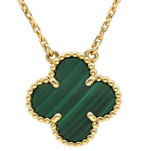 ヴァンクリーフアーペル Van Cleef & Arpels ネックレス ヴィンテージ アルハンブラ グリーン×イエローゴールド Au750 18K YG 緑 マラカイト VCARO9VA00 【中古】新品同様品