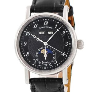 クロノスイス CHRONOSWISS カイロス ルナ CH9323 黒 ギョーシェ トリプルカレンダー アラビア コインエッジ メンズ 腕時計自動巻き ブラック 【中古】中古美品