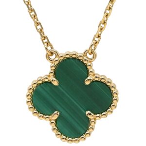 ヴァンクリーフアーペル Van Cleef & Arpels ネックレス ヴィンテージ アルハンブラ グリーン×イエローゴールド 750 18K 緑 マラカイト VCARO9VA00 【修理証明書】 【中古】新品同様品