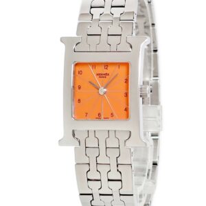 エルメス HERMES Hウォッチ PM HH1.210 オレンジ 橙 アラビア スクエア H型 カジュアル レディース 腕時計クオーツ オレンジ 【中古】中古美品
