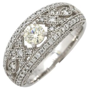 リング 指輪 ダイヤモンド 0.38ct 0.323ct プラチナシルバー パヴェダイヤ プラチナム PT900 透かしデザイン 12号 【中古】