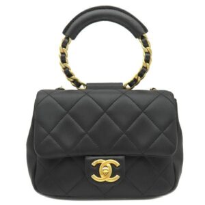 シャネル CHANEL 2WAYバッグ マトラッセ トップハンドル スモール カーフ ブラック マットゴールド金具 黒 チェーンショルダー AS1357 29****** 【箱】 【中古】