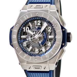 ウブロ HUBLOT ビッグバン ウニコ チタニウム GMT 471.NX.7112.RX OH済 スケルトン デイ&ナイト メンズ 腕時計自動巻き シルバー 【中古】中古美品