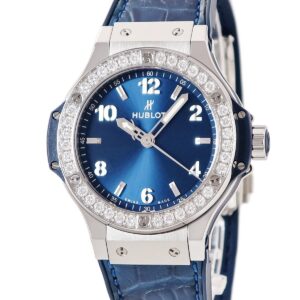 ウブロ HUBLOT ビッグバン スチール ブルー ダイヤモンド 38mm 361.SX.7170.LR.1204 純正ダイヤ レディース 腕時計クオーツ ブルー 【中古】