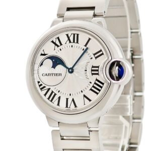 カルティエ Cartier バロンブルー ドゥ カルティエ ムーンフェイズ WSBB0021 ギョウシェ 青針 シルバー メンズ 腕時計自動巻き シルバー 【中古】