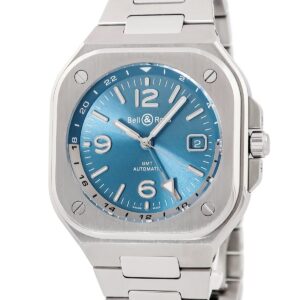 ベル&ロス BELL&ROSS BR05 GMT スカイブルー BR05G-PB-ST/SST デイト バー アラビア デュアルタイム メンズ 腕時計自動巻き ブルー 【中古】