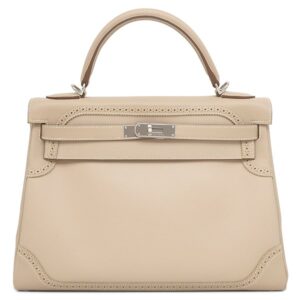 エルメス HERMES 2WAYバッグ ケリー 32 ギリーズ 内縫い グランアッシュ ヴォースイフト アルジル シルバー金具 パンチング 希少 □R 【箱】 【中古】