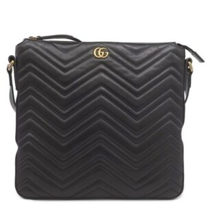 グッチ GUCCI ショルダーバッグ GGマーモント キルティング レザー ブラック ゴールド金具 ダブルG 523369 【中古】中古美品